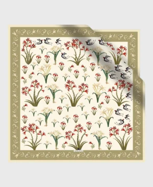 Minoan Bloom Silk Scarf double face print
